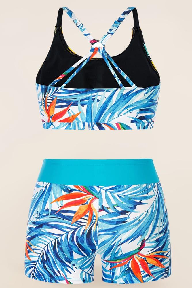 Black&Floral Hollowed-Out 3pcs Tankini Set - Hanna Nikole