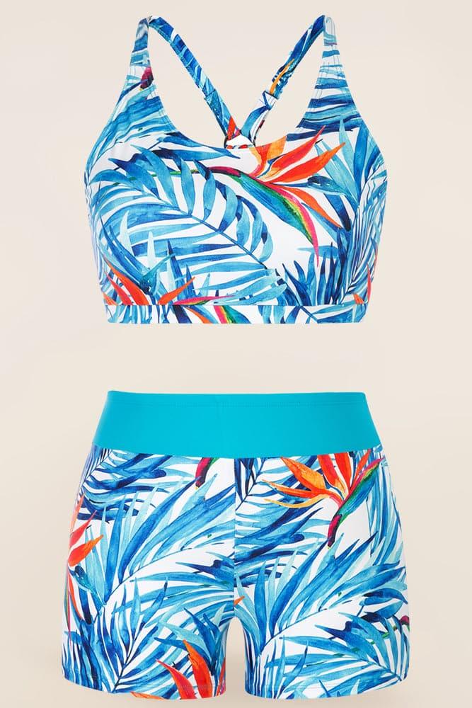 Black&Floral Hollowed-Out 3pcs Tankini Set - Hanna Nikole