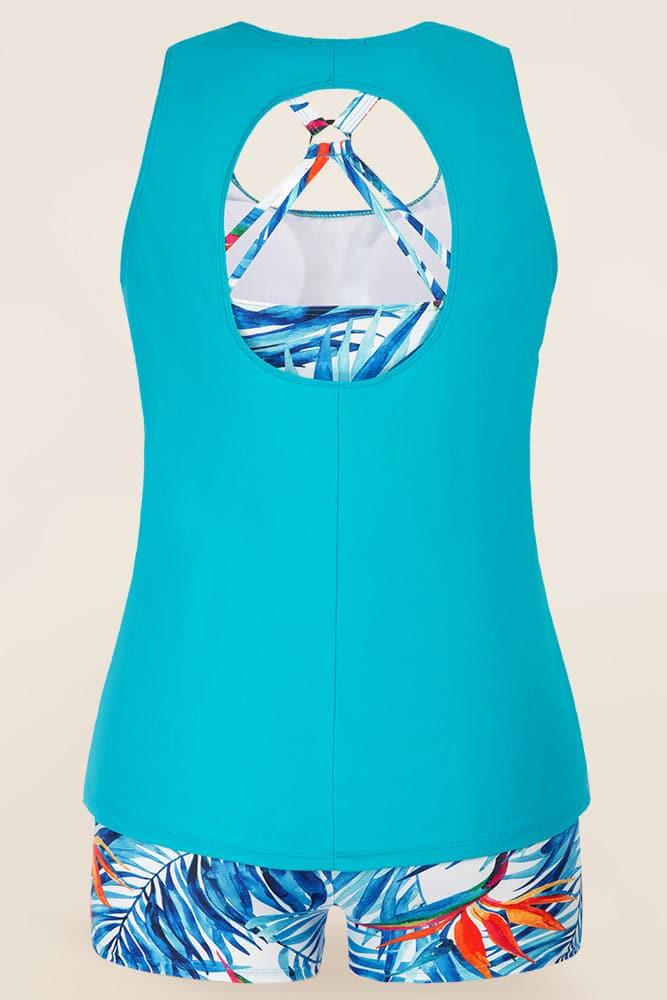 Black&Floral Hollowed-Out 3pcs Tankini Set - Hanna Nikole