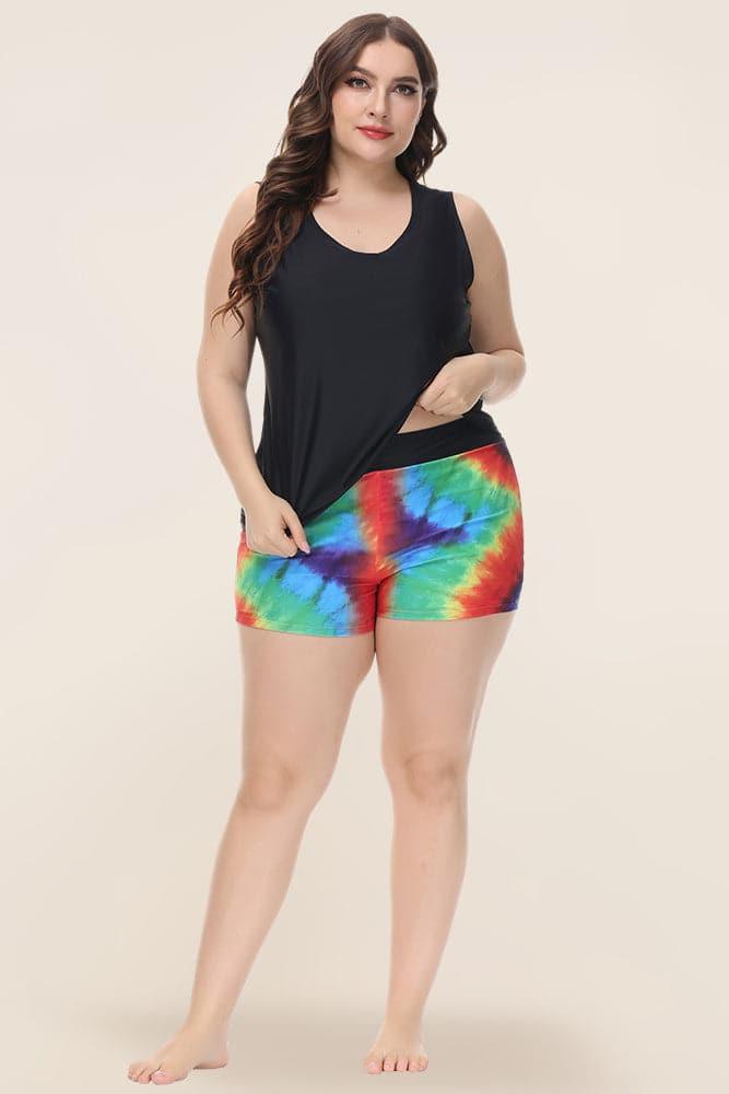 Black&Floral Hollowed-Out 3pcs Tankini Set - Hanna Nikole
