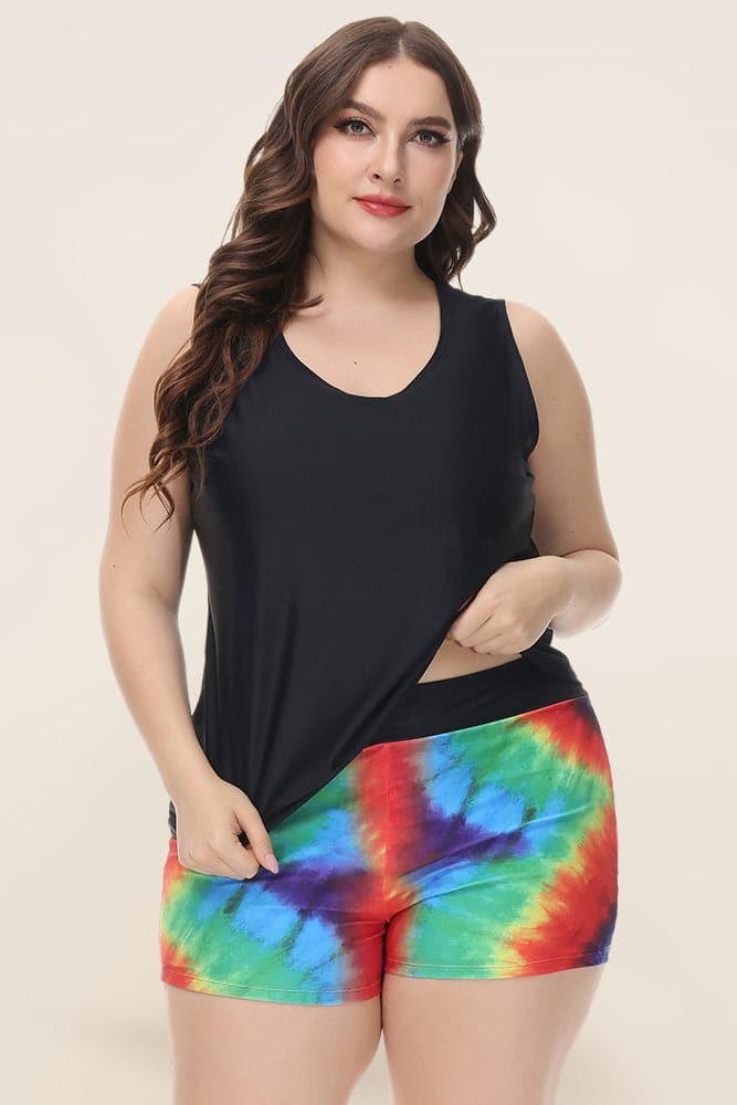 Black&Floral Hollowed-Out 3pcs Tankini Set - Hanna Nikole