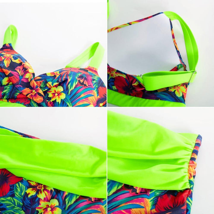 HN Women Plus Size 2pcs Set Swimsuit Cross Over Padded Tops+High Waist Briefs - Hanna Nikole