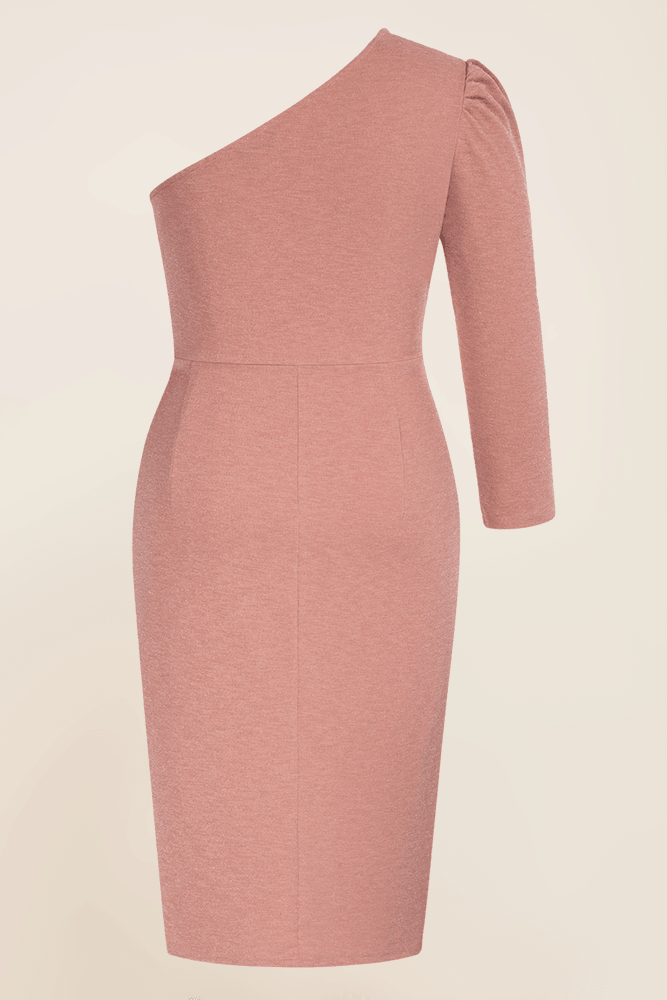 HN Ruched Party Long Sleeve Oblique Neck Dress - Hanna Nikole