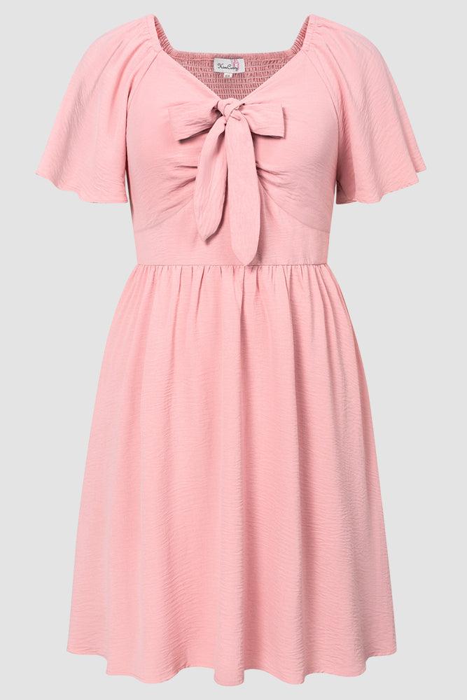 Women Plus Size Flounce Sleeve Midi Dress V-Neck Flared A-Line Dress - Hanna Nikole