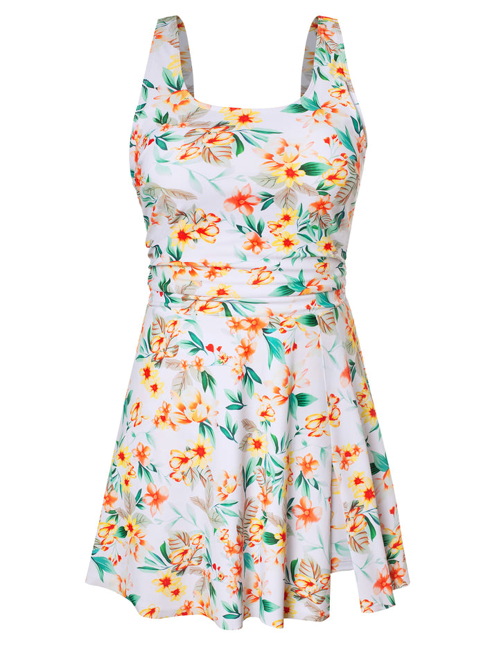 【S-2XL】2 Piece Tankini Swimsuits for Women Tummy Control Split Swimdress Skirt Ruched Modest Bathing Suits with Boyshort