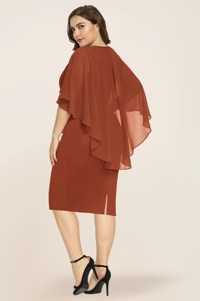 Women's Plus Size Chiffon Overlay Dress - Hanna Nikole#color_rust-red