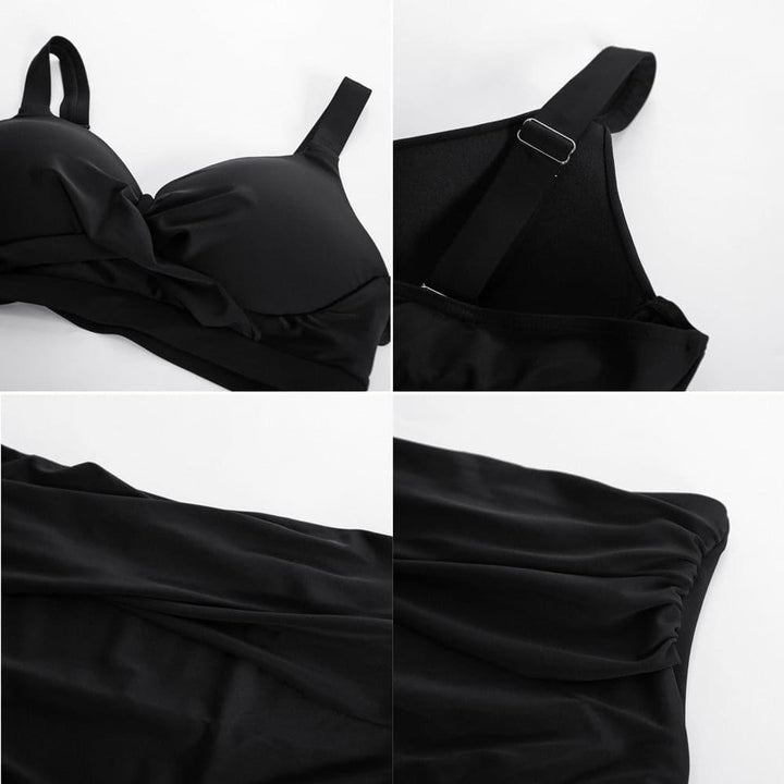 HN Women Plus Size 2pcs Set Swimsuit Cross Over Padded Tops+High Waist Briefs - Hanna Nikole