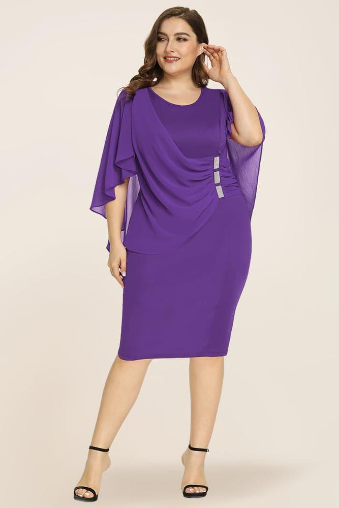 Women's Plus Size Chiffon Overlay Dress - Hanna Nikole#color_purple