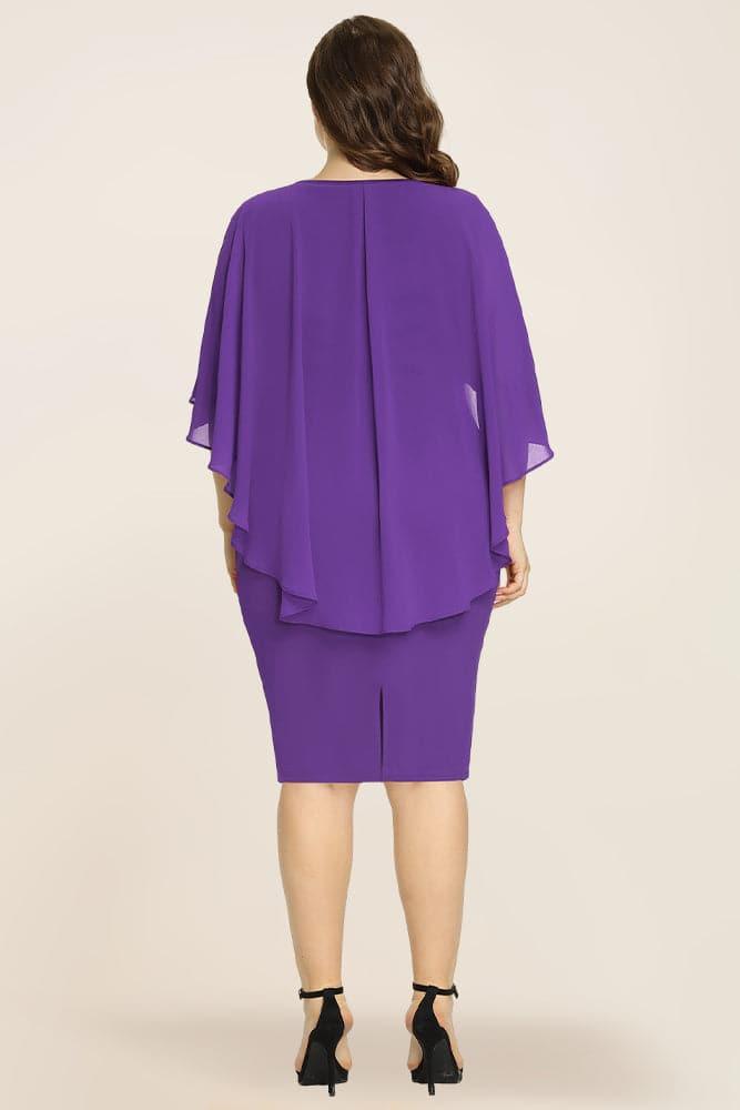 Women's Plus Size Chiffon Overlay Dress - Hanna Nikole#color_purple