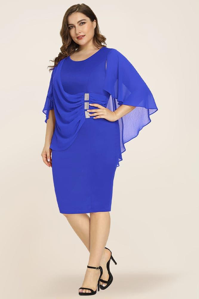 Women's Plus Size Chiffon Overlay Dress - Hanna Nikole#color_blue
