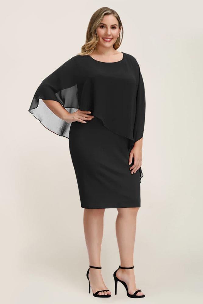 Chiffon Capelet Decorated Pencil Dress - Hanna Nikole