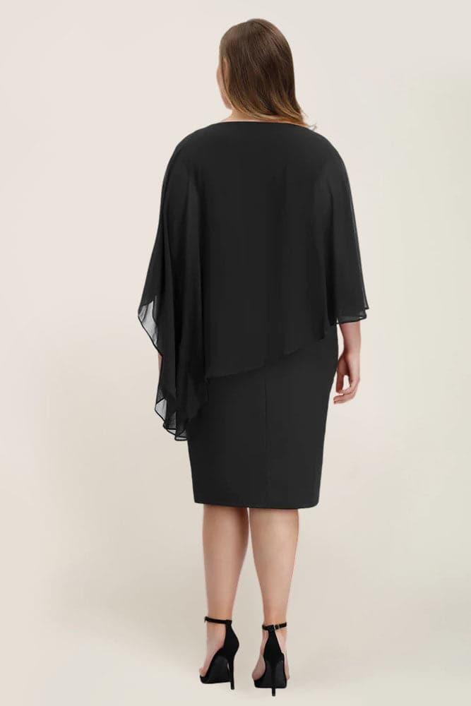 Chiffon Capelet Decorated Pencil Dress - Hanna Nikole
