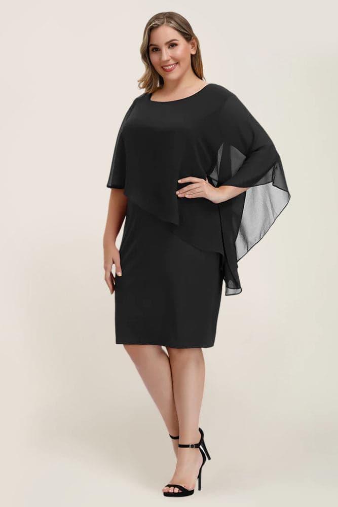 Chiffon Capelet Decorated Pencil Dress - Hanna Nikole