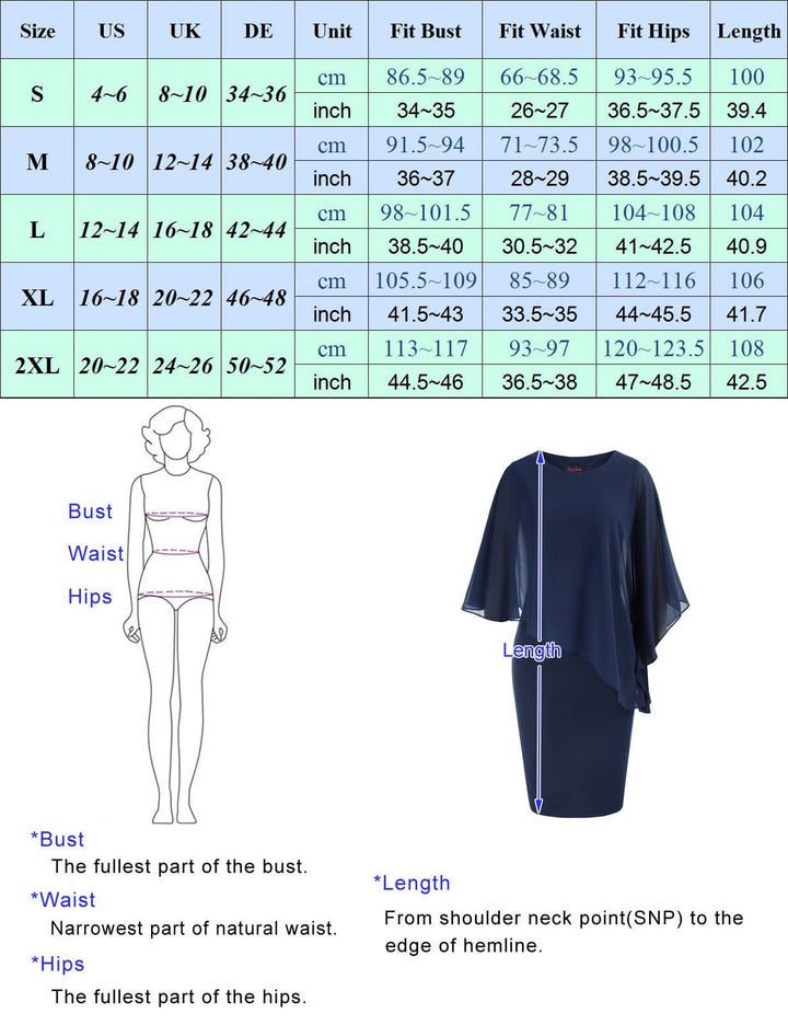 HN Chiffon Capelet Decorated Dress Crew Neck Knee Length Pencil Dress - Hanna Nikole