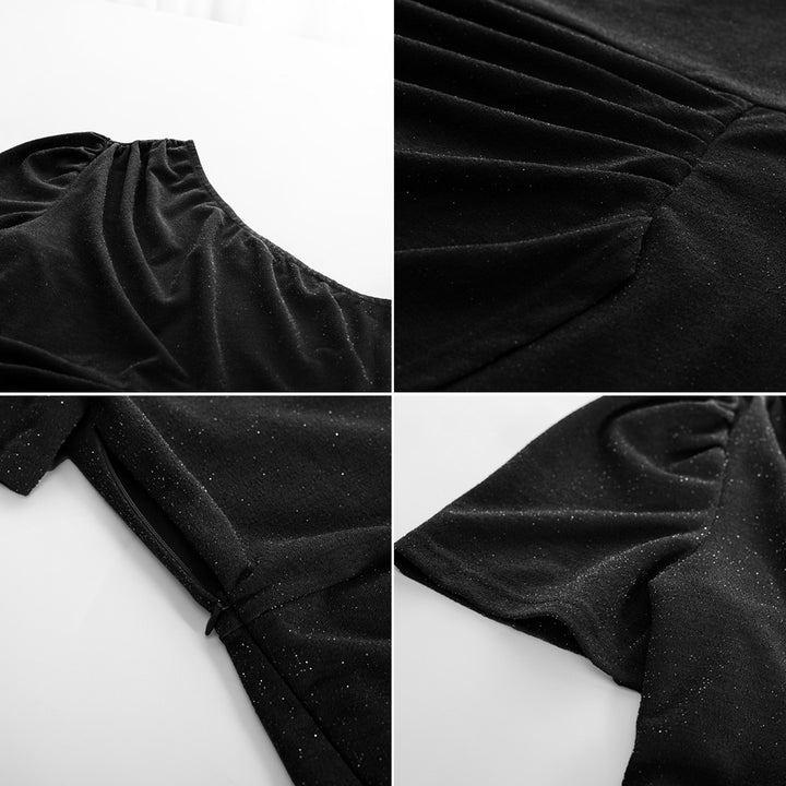 Women Plus Size Wrap Hem Party Dress Short Sleeve One-Shoulder Dress - Hanna Nikole