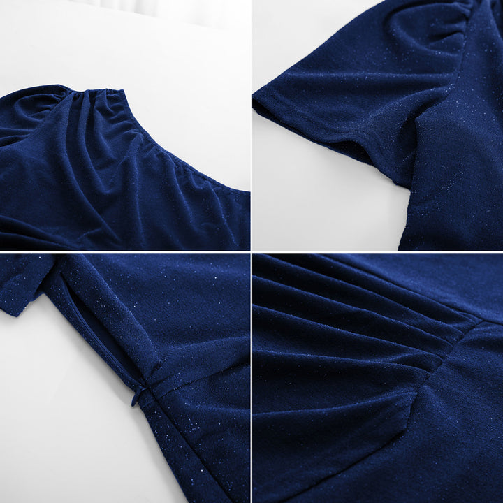 Women Plus Size Wrap Hem Party Dress Short Sleeve One-Shoulder Dress - Hanna Nikole