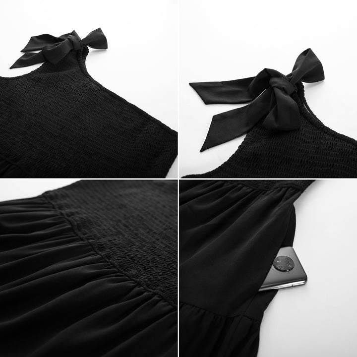 Women Plus Size Elastic Waist Midi Dress One-Shoulder A-Line Dress - Hanna Nikole#color_black