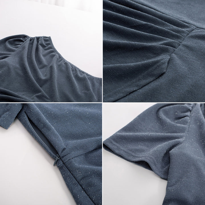 Women Plus Size Wrap Hem Party Dress Short Sleeve One-Shoulder Dress - Hanna Nikole