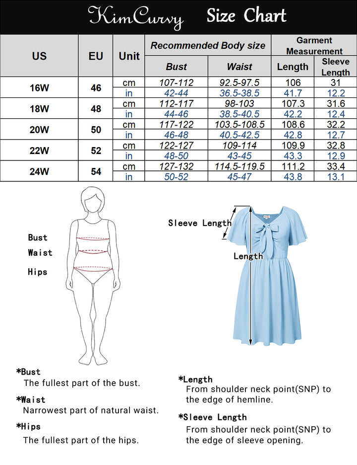 Women Plus Size Flounce Sleeve Midi Dress V-Neck Flared A-Line Dress - Hanna Nikole