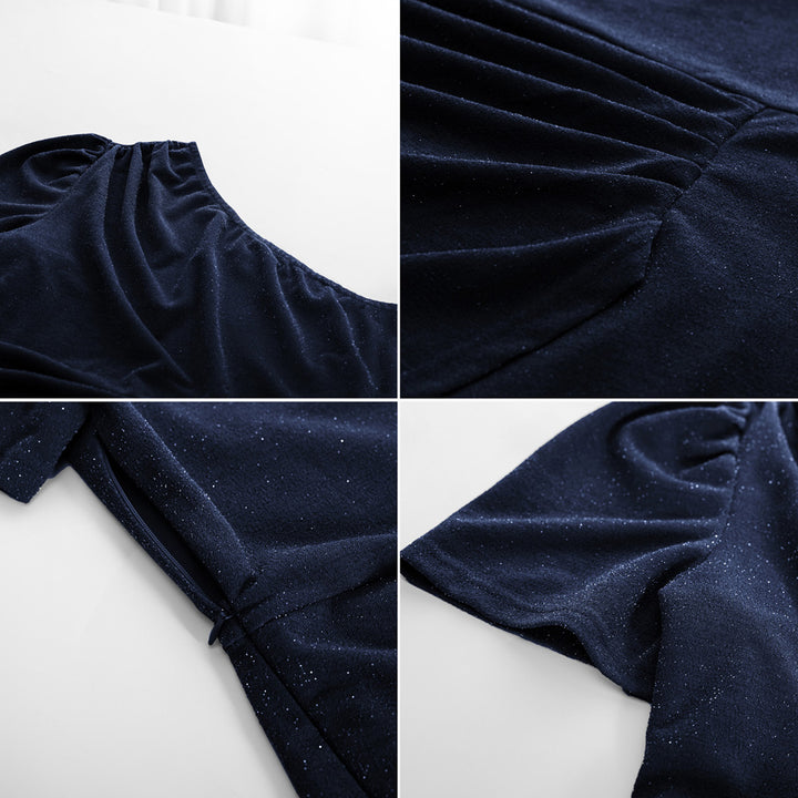 Women Plus Size Wrap Hem Party Dress Short Sleeve One-Shoulder Dress - Hanna Nikole