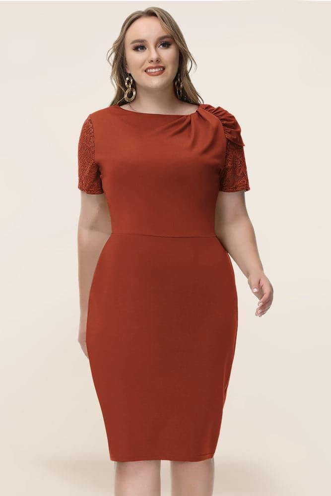 Hanna Nikole Cocktail Dress Plus Size Women Elegant Bodycon Knee