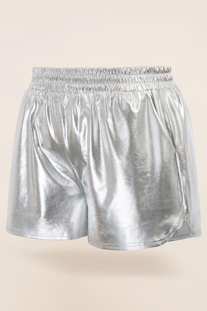 Shiny Metallic-like Elastic Waist Hot Shorts - Hanna Nikole