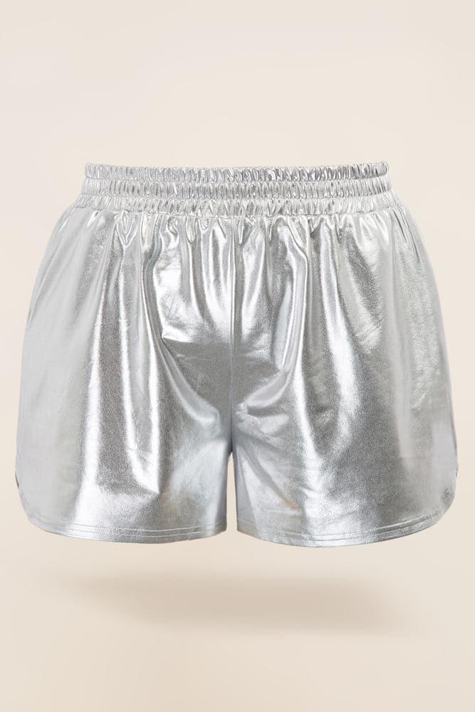 Shiny Metallic-like Elastic Waist Hot Shorts - Hanna Nikole