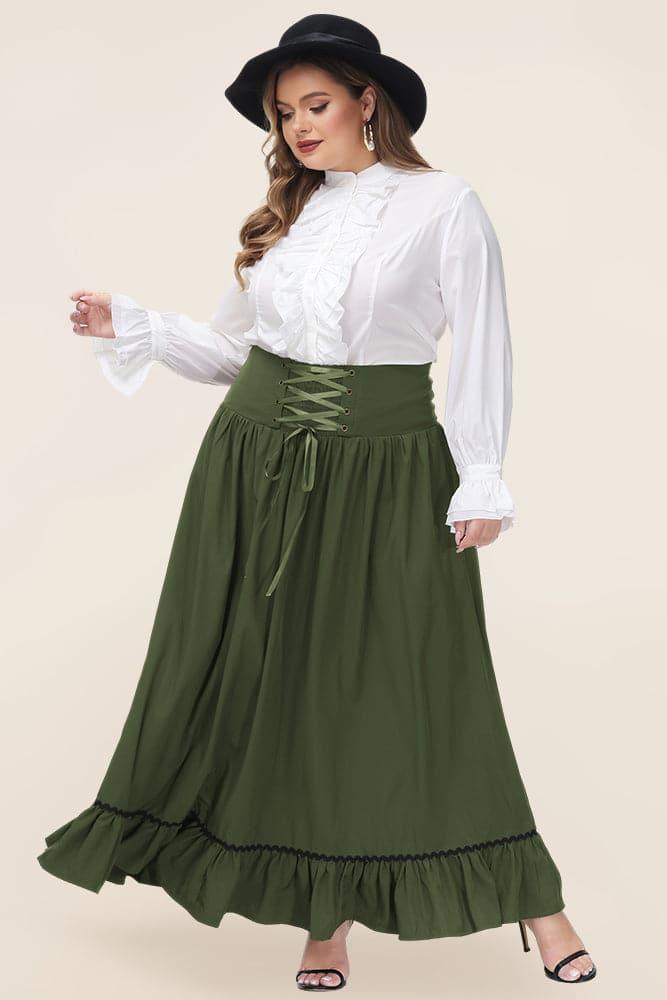 Renaissance Swing Skirt Elastic High Waist Ruffled Hem Skirt - Hanna Nikole