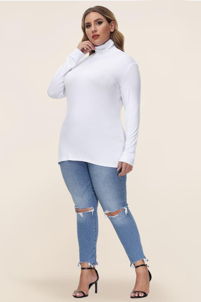 HN High Neck T-Shirt Comfy Slim Fit Long Sleeve Basic Tops - Hanna Nikole
