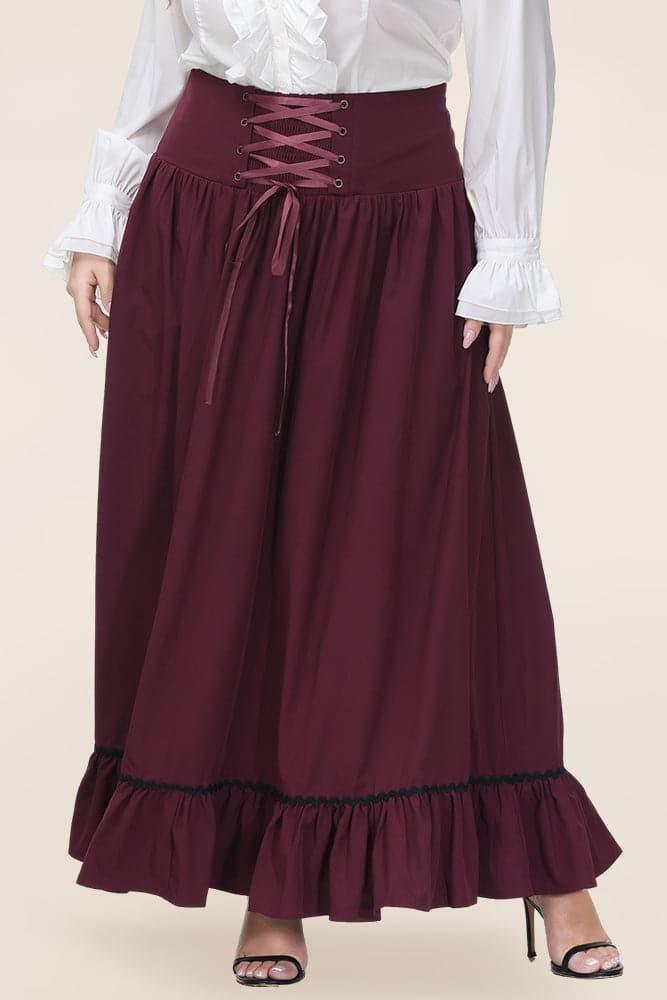 Renaissance Swing Skirt Elastic High Waist Ruffled Hem Skirt - Hanna Nikole