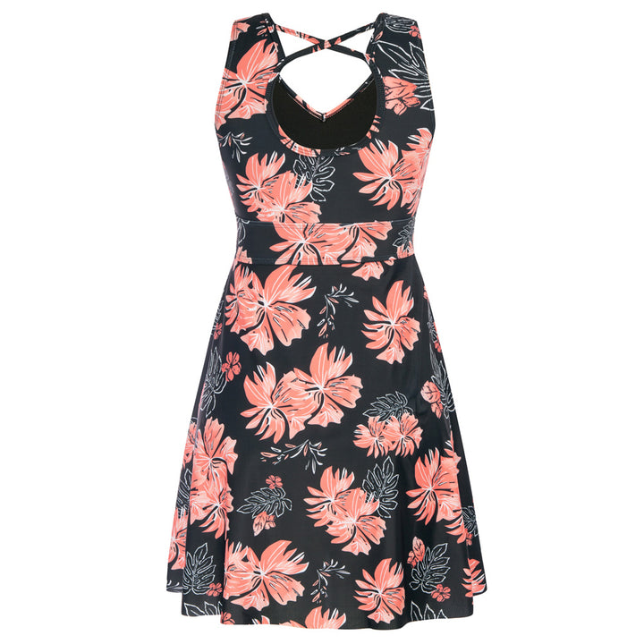 KK Women Separated Swimsuit Sleeveless V-Neck Swim Dress+Briefs Swimwear