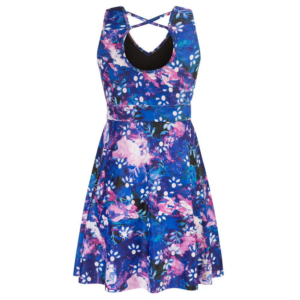 KK Women Separated Swimsuit Sleeveless V-Neck Swim Dress+Briefs Swimwear