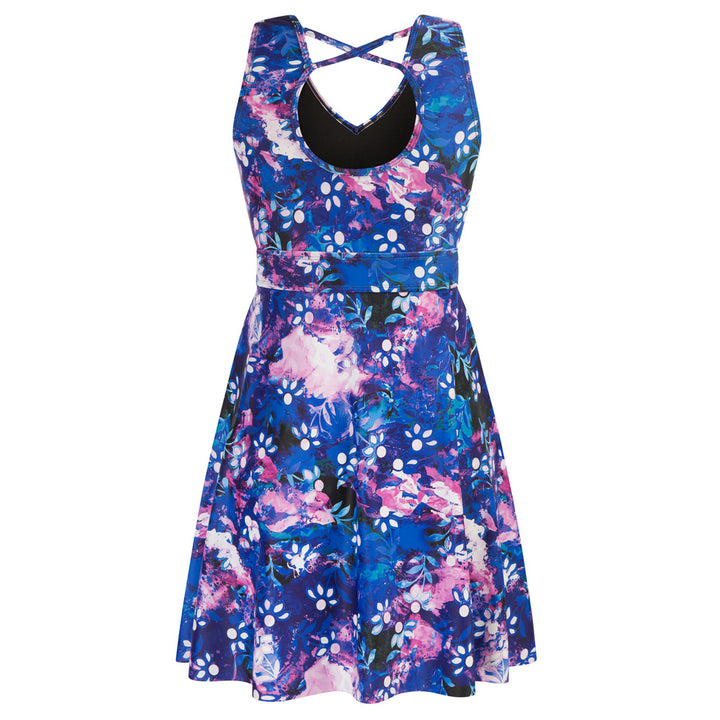 KK Women Separated Swimsuit Sleeveless V-Neck Swim Dress+Briefs Swimwear