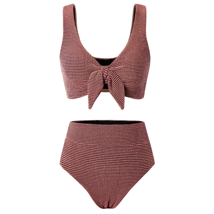 Hanna Nikole Women High Waisted Bikini Sets, Two Piece Swimsuit Tummy Control, Textured Bathing Suits, Tie Knot Swimwear
