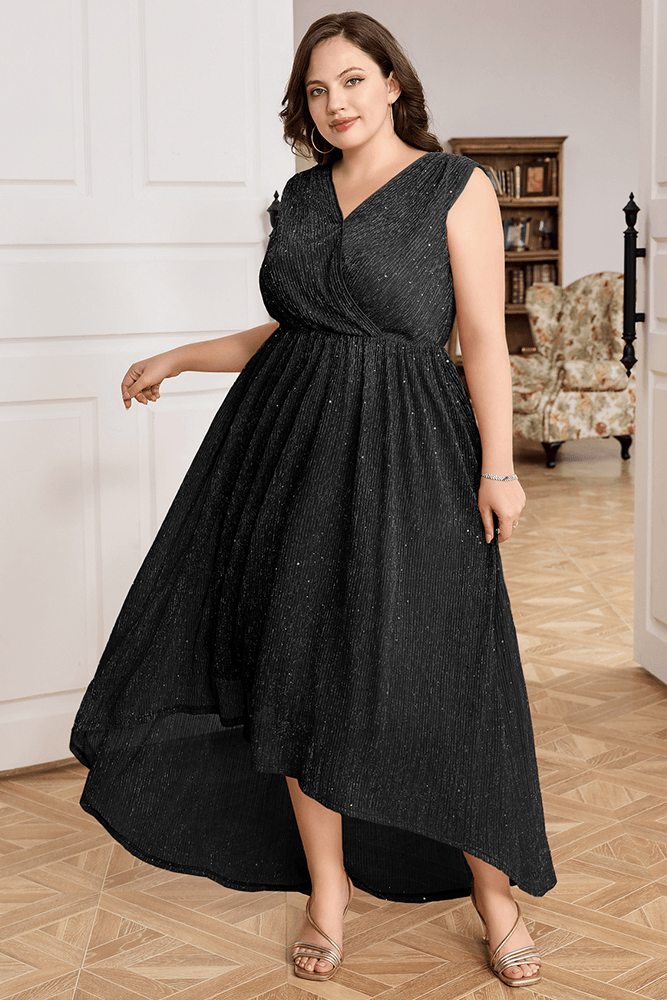 Hanna Nikole Plus Size Wear to Work Dress for Women V Neck Bell Sleeve  Ruched Wrap Office Party Pencil Dresses Black 1X at  Women's Clothing  store