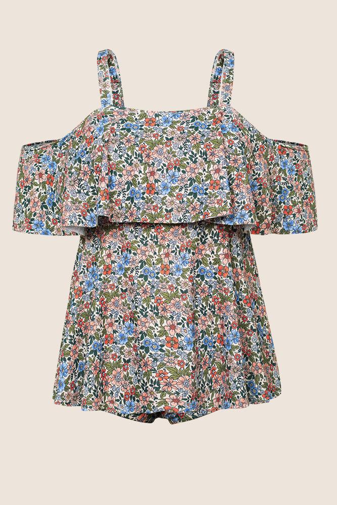 HN Women Plus Size 2pcs Set Swim Suit Padded Swim Tops+High Waist Briefs - Hanna Nikole#color_pink-flower