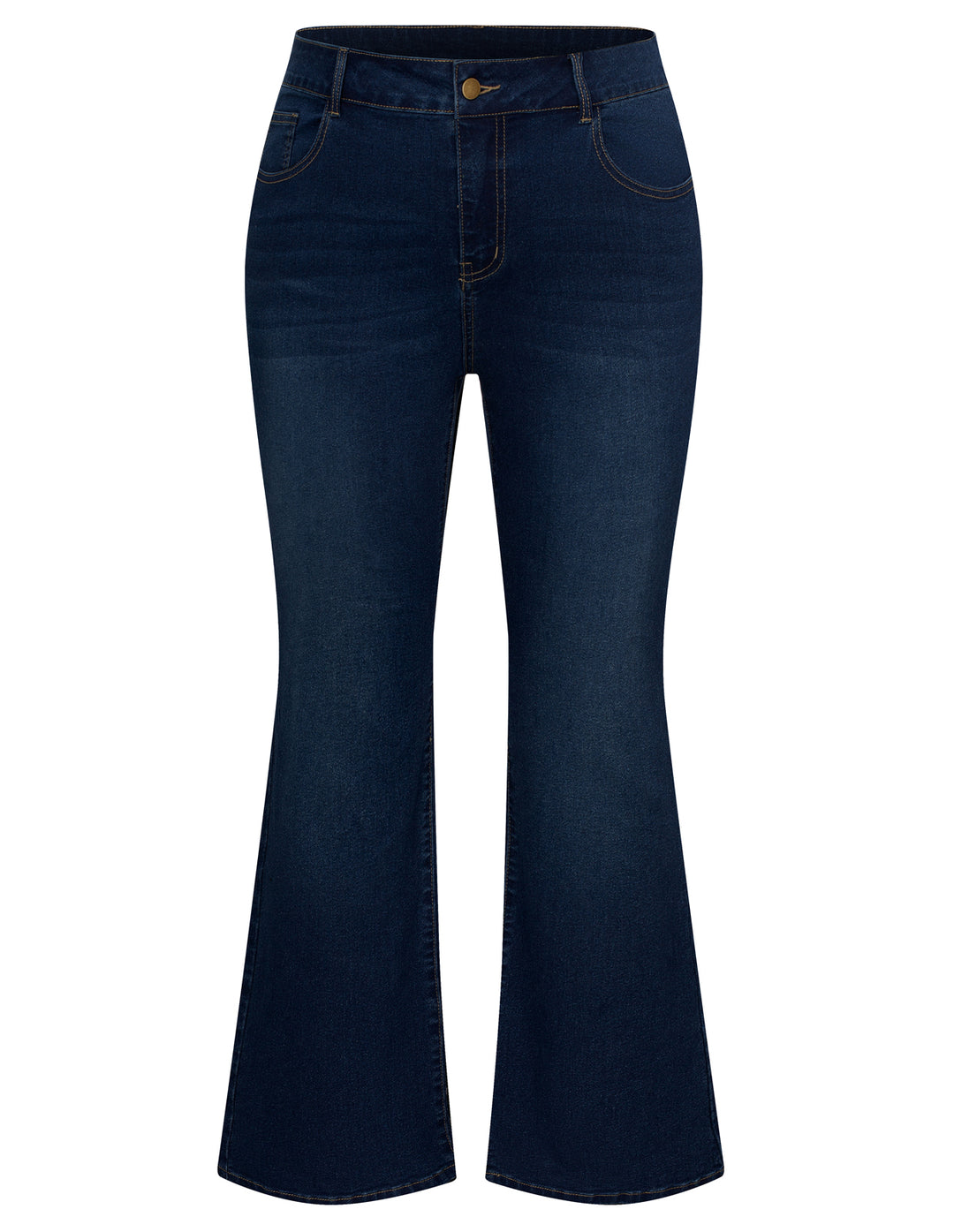 HN Women Plus Size Flared Bottoms High Waist Multi-Pocket Jean Pants Jeans