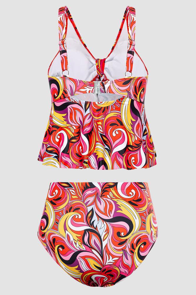 HN Women Plus Size 2pcs Set Swimsuit V-Neck Padded Swim Tops+High Waist Briefs - Hanna Nikole