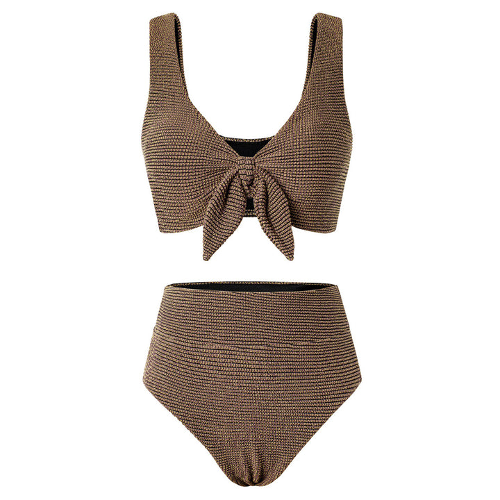 Hanna Nikole Women High Waisted Bikini Sets, Two Piece Swimsuit Tummy Control, Textured Bathing Suits, Tie Knot Swimwear