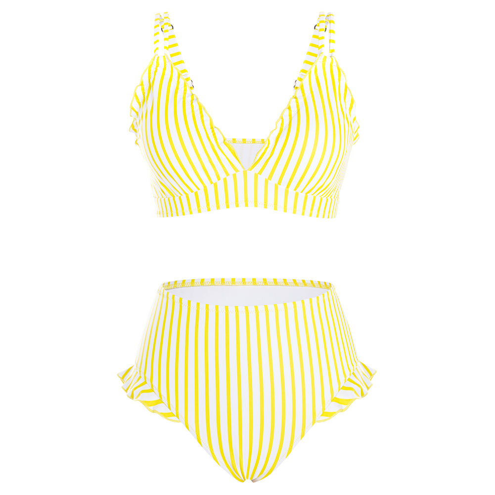 Hanna Nikole Women High Waisted Bikini Sets Ruffle, 2 Piece Bathing Suit Tummy Control, Sexy Retro Swimsuits Beachwear