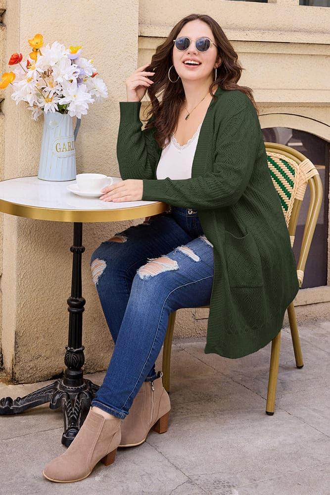 Green open outlet front sweater