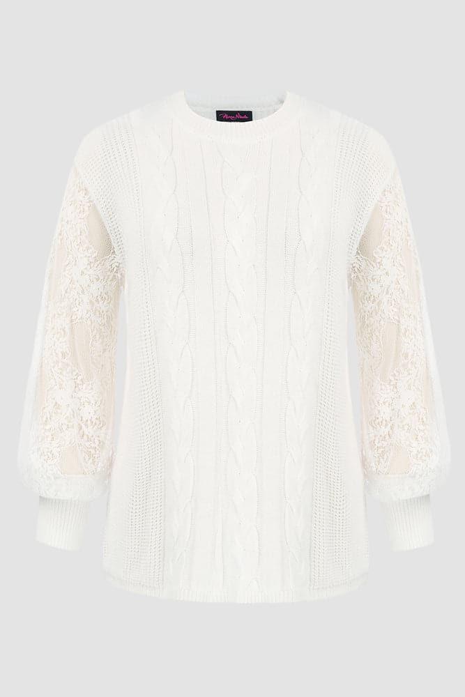 HN Women Plus Size Lace Patchwork Sweater - Hanna Nikole