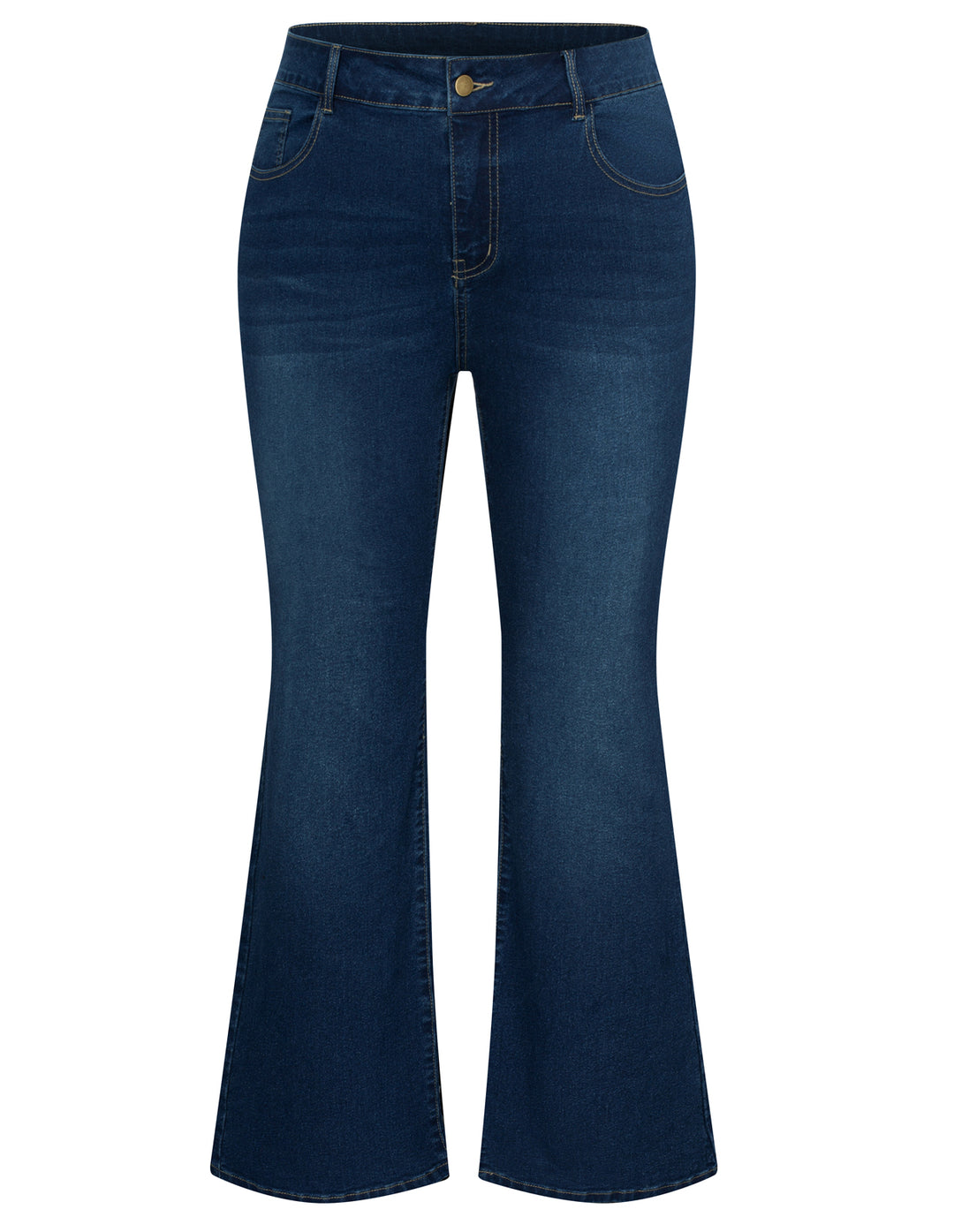 HN Women Plus Size Flared Bottoms High Waist Multi-Pocket Jean Pants Jeans