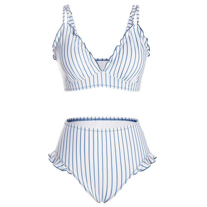Hanna Nikole Women High Waisted Bikini Sets Ruffle, 2 Piece Bathing Suit Tummy Control, Sexy Retro Swimsuits Beachwear