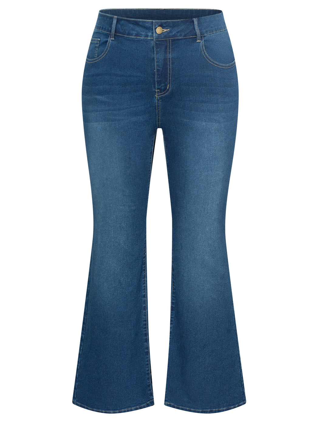 HN Women Plus Size Flared Bottoms High Waist Multi-Pocket Jean Pants Jeans