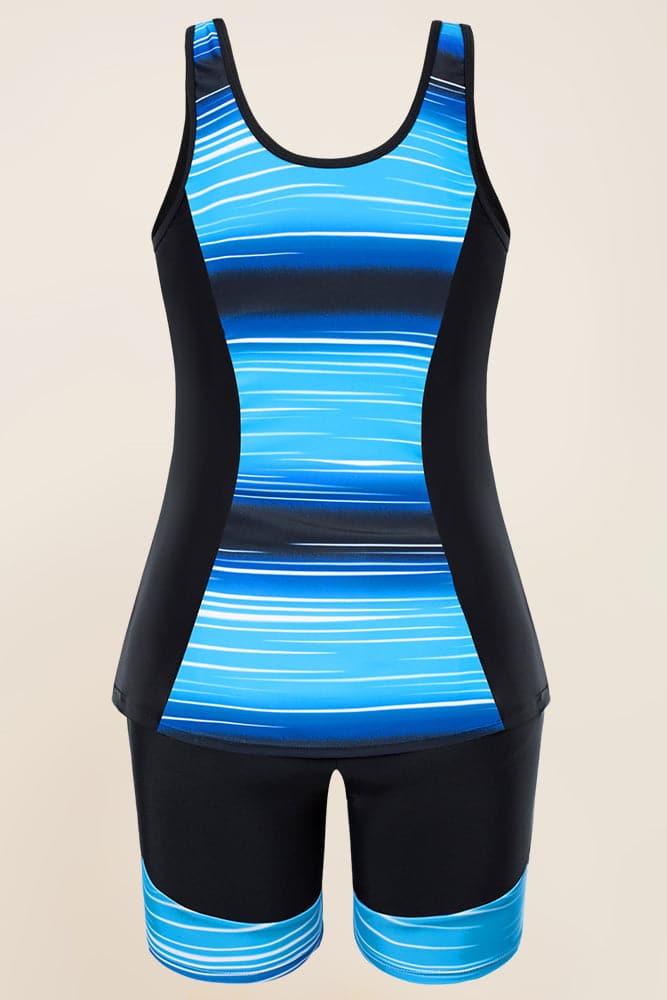 HN Women Plus Size Contrast Color Tankini Swimsuit Padded Tops+Boxer Briefs - Hanna Nikole