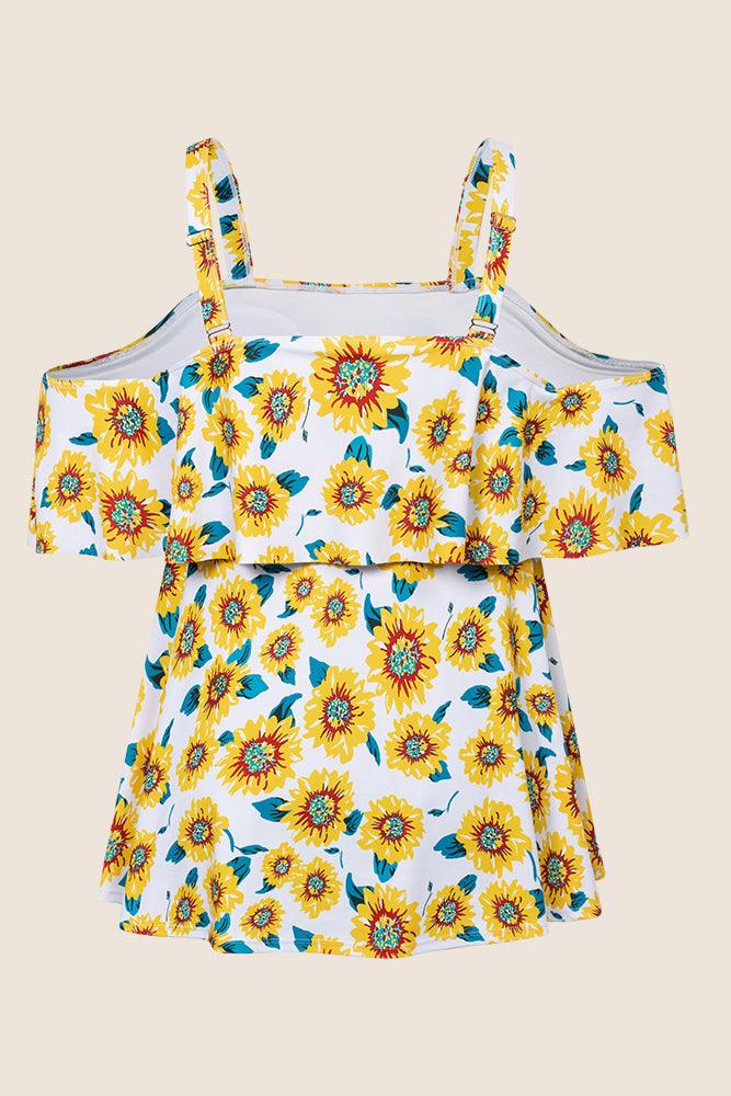 HN Women Plus Size 2pcs Set Swim Suit Padded Swim Tops+High Waist Briefs - Hanna Nikole#color_sunflower