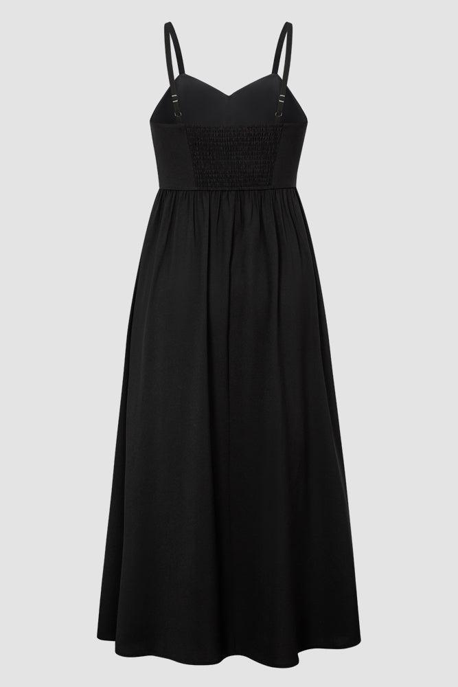 HN Black Plus Size V-Neck Maxi Dress Spaghetti Straps Ruched A-Line Dr Hanna Nikole HN Black Plus Size V-Neck Maxi Dress Spaghetti Straps Ruched A-Line Dr Hanna Nikole