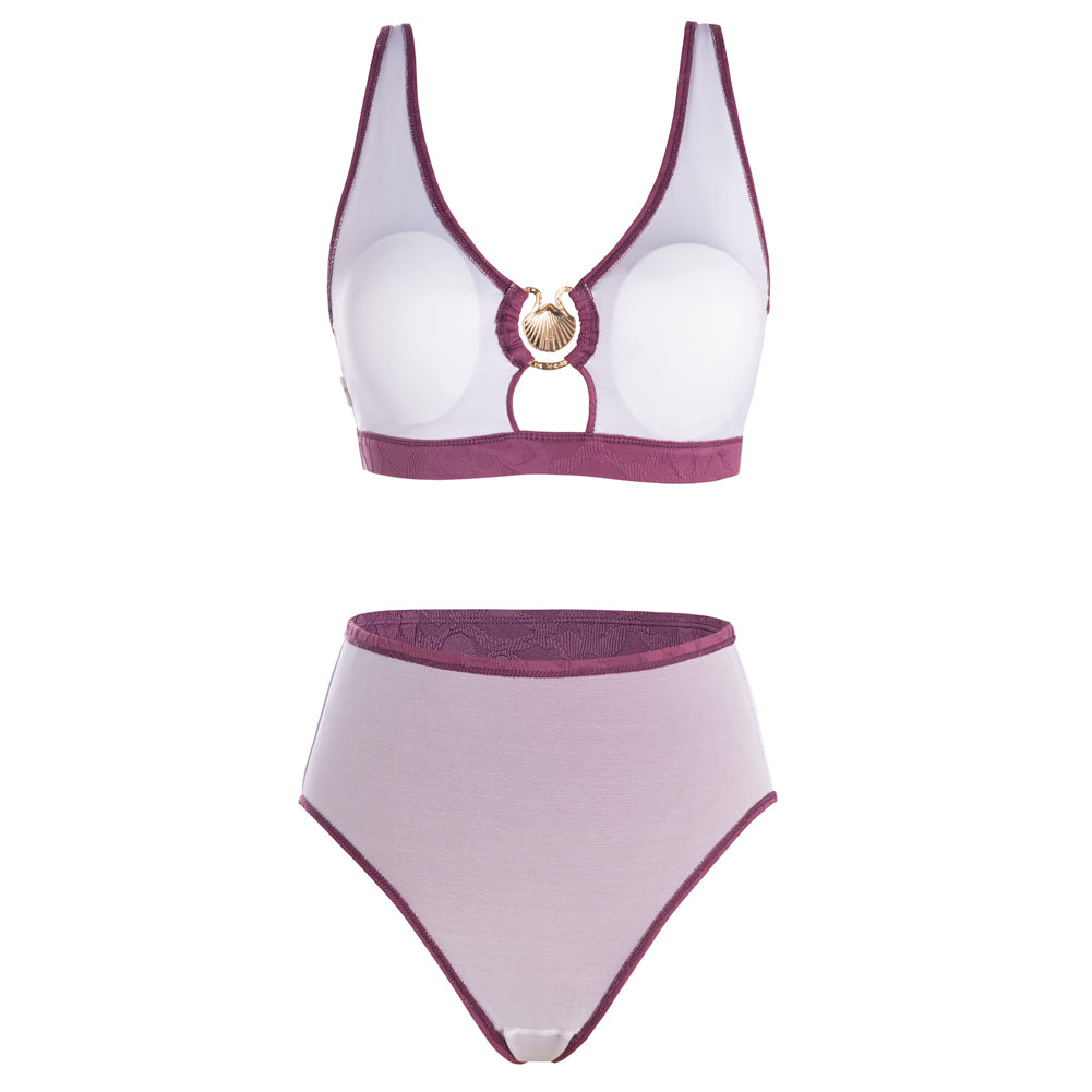 Hanna Nikole Women High Waisted Bikini Sets, 2 Piece Swimsuits Tummy Control, Textured Bathing Suit, Metal Cutout Swimwear