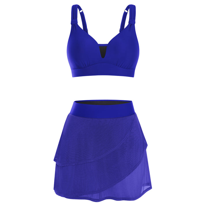 Hanna Nikole Womens High Waisted Bikini Sets, Modest Tummy Control Swimsuits, 2 Piece Bathing Suits Mesh Swim Skirt